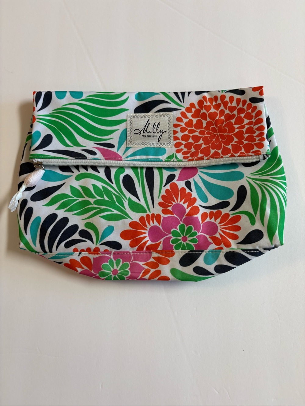 Milly Floral Cosmetic Pouch - Green, Coral & Teal